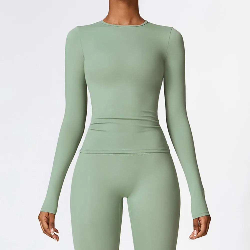 Acteline™ Women's Quick-Dry Long Sleeve Yoga Top – Slim Fit Performance Shirt