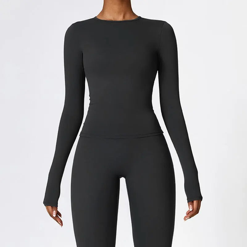 Acteline™ Women's Quick-Dry Long Sleeve Yoga Top – Slim Fit Performance Shirt