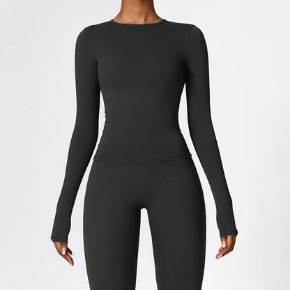 Acteline™ Women's Quick-Dry Long Sleeve Yoga Top – Slim Fit Performance Shirt